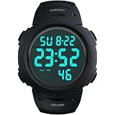 CakCity Digital Sport Watches for Men Waterproof 100M Wrist Watches with Alarm Stopwatch LED Large Display Black - Upgraded Version