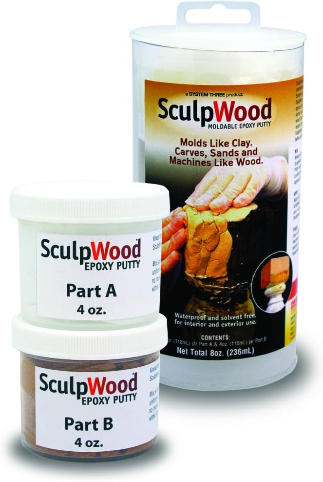 System Three 1600K10 SculpWood Putty Kit. Tubes, 8 oz, Brown