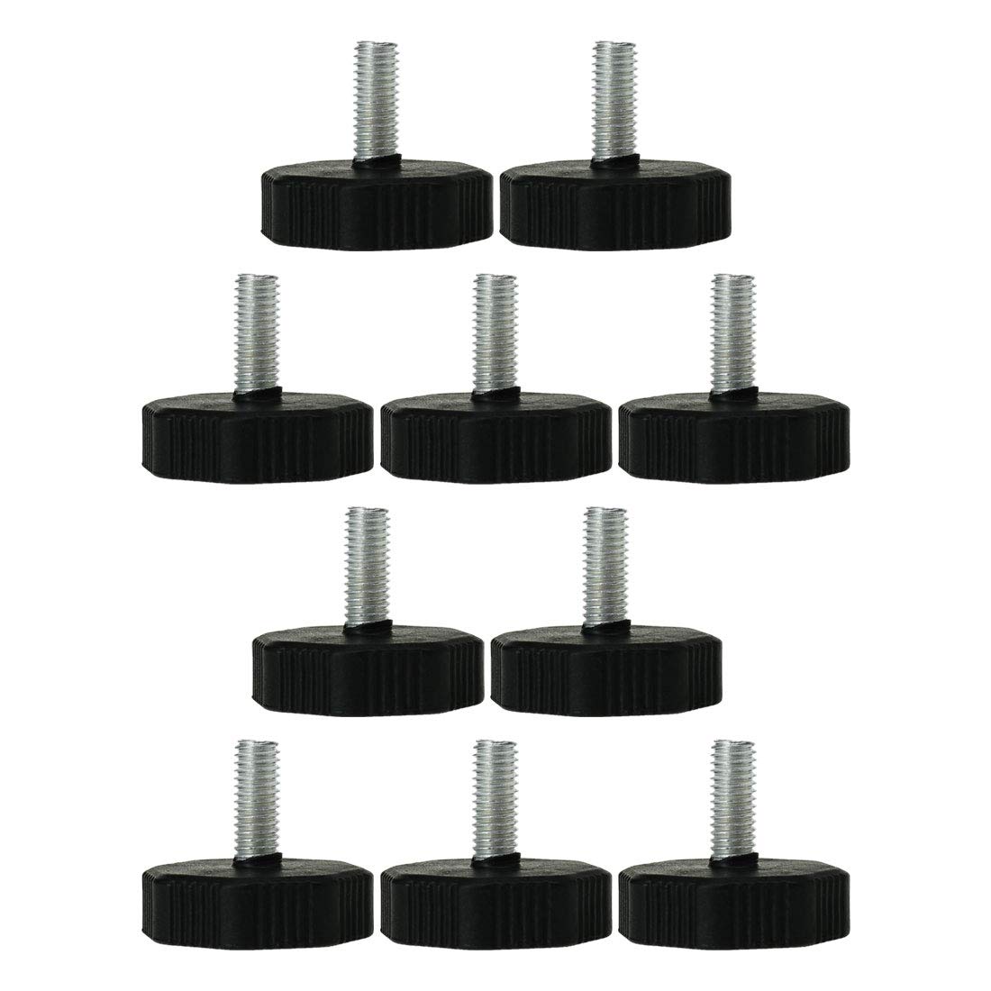 Sourcingmap M8 x 18 x 36mm Screw on Furniture Glide Leveling Feet Adjustable Leveler Pad for Chair Industrial Machine Chair Leg 10 Pack