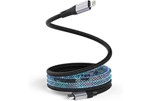 Magtame Magnetic USB C to Lightning Cable 5FT Coiled, MFi Certified 3A Fast Charging Cord, Tangle Free Self Winding Braid Typ