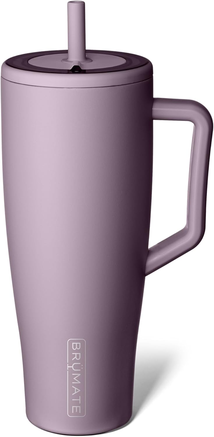 BrüMate Era 40 oz Tumbler with Handle and Straw | 100% Leakproof Insulated Water Bottle Tumbler with Lid and Flexible SoftSip Straw | Made of Stainless Steel | Cup Holder Friendly | 40oz (Lilac Dusk)