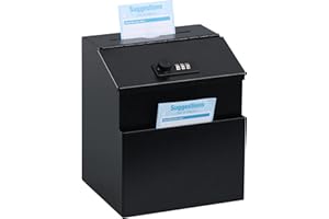 Dalmbox Suggestion Box with Combination Lock Wall Mounted, Drop Boxes for Business, Steel Donation Box with Slot, with 50 Suggestion Cards for Office, 7.1”L x 5.9”W x 8.3”H, Black
