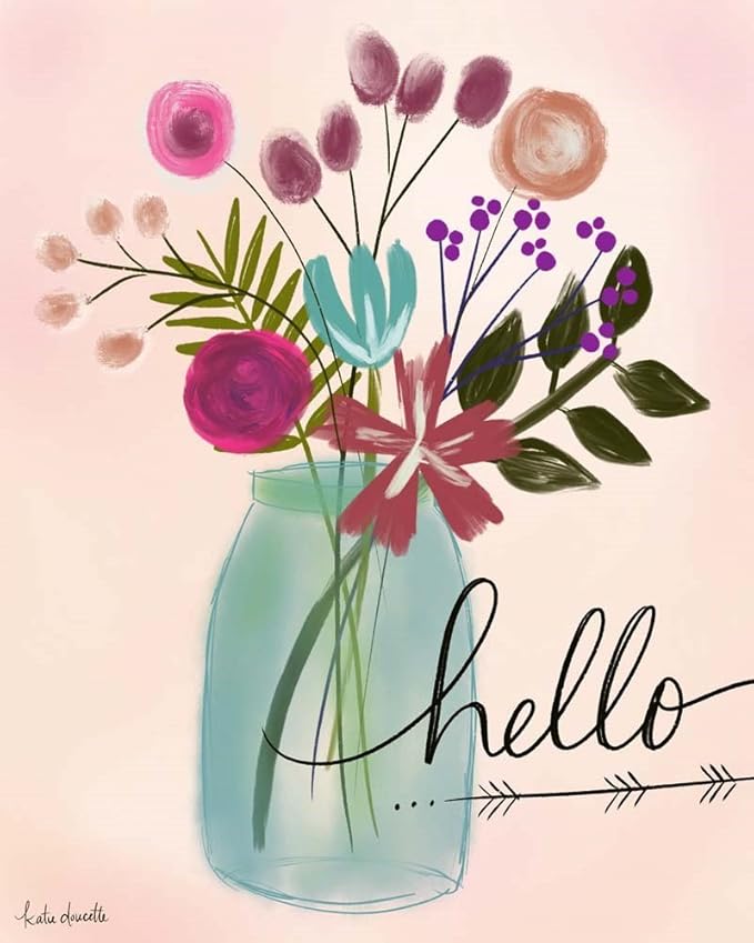 Hello Floral Bouquet by Katie Doucette Art