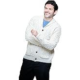 Original Aran Company Men's Cardigan Wool Knit Shawl Collar Casual Sweater with Buttons (XX-Large, Natural)