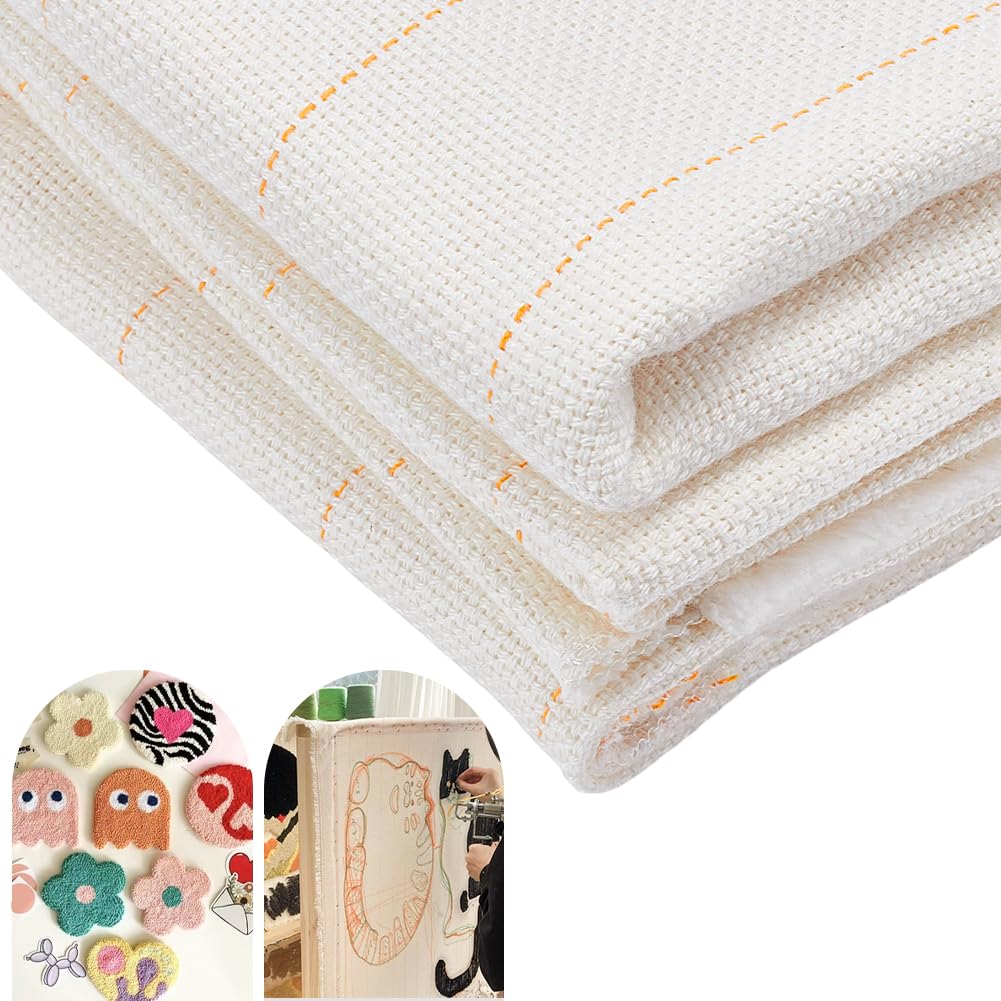 NBEADS 200x200cm Primary Tufting Cloth with Marked Lines, Large Monk's Cloth, Punch Needle Fabric, Tufting Fabric for DIY Rug