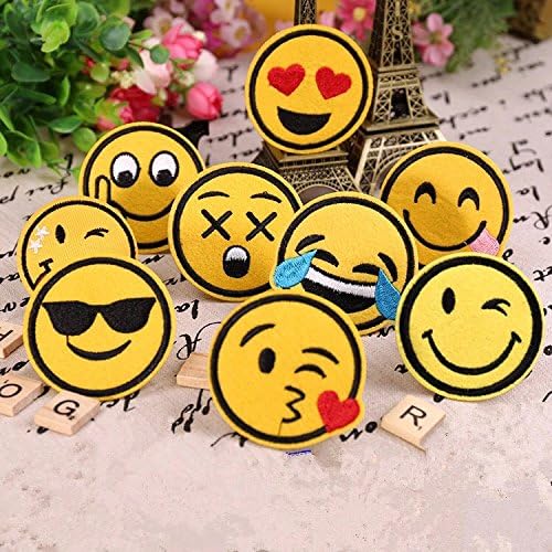 2 sets 18pcs High Quality Diy Embroidered Emoji Patch Kids Cartoon Motif Patch Smile Face Iron On Applique For Clothes Stickers