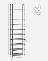 SONGMICS 10-Tier Shoe Rack Grey LSH010G01 173 cm Metal Frame Non-Woven Shelves view 7