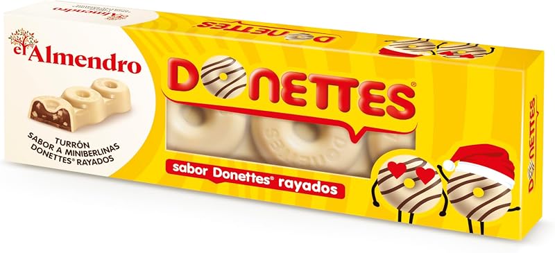 , Donettes Rayados, Turrón Praliné de Chocolate con Relleno Cremoso de Trocitos de Bizcocho, Sabor Donettes Rayados, Ideal para Cesta Navidad, Made in Spain, 150 Gramos — foto 1 de 2