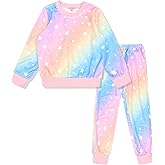 QPANCY Girls Pjs Set Two Piece Fleece Pajamas kids Fall Winter Long Sleeve pajamas Loungewear