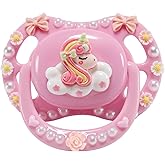 CutiePlusU Adult Sized Pacifier Dummy for Adult DIY Handmade Big Shield-Unicorn Pink