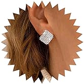 Aneneiceera Vintage Crystal Square Stud Earrings Gold Rhinestone Square Earrings Geometric Full CZ Earrings Cz Geometric Rhinestone Earrings Jewelry for Women