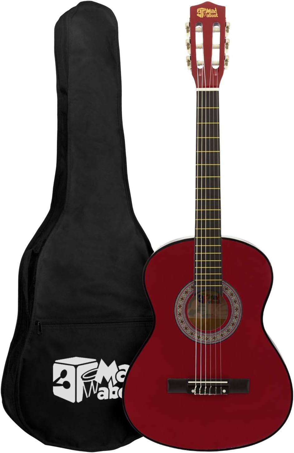 Mad About MA-CG01 Classical Guitar 3/4 Size Red With Case Strap Picks