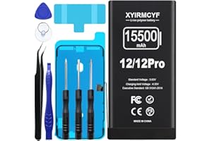 XYIRMCYF 15500mAh Super Capacity Battery Compatible with iPhone 12/12 Pro, 0 Cycle Li-Polymer Replacement Battery for iPhone 12/12 Pro, with Professional Repair Tool Kit