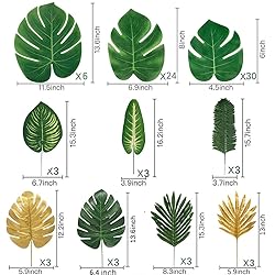 81 Pieces 10Kinds Artificial Tropical Leaf Jungle