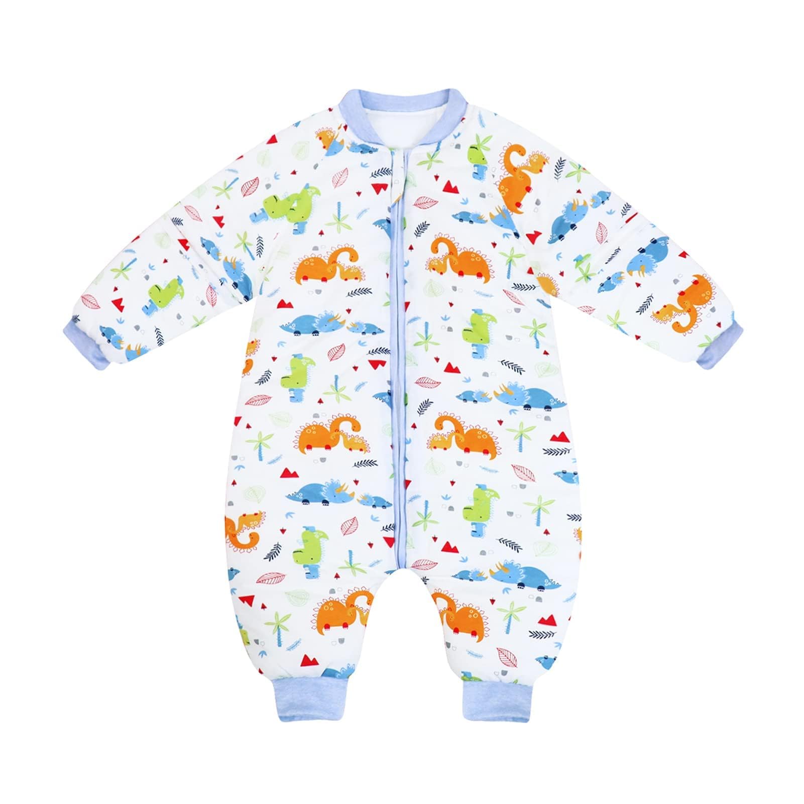 JiAmy Baby Sleeping Bag Winter Boys Girls Sleep Sack with Legs 3.5Tog Cotton Detachable Sleeve Two-Way Zipper Warm Rompers Pajamas Infant Gift Kids 3-4 Years,White