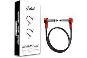 Freleaf 20IN Flat Guitar Patch Cables, Noise Free, Save Space, 1/4" TS Right Angle for Guitar Effect Pedals, 20IN 4 Pack, Red