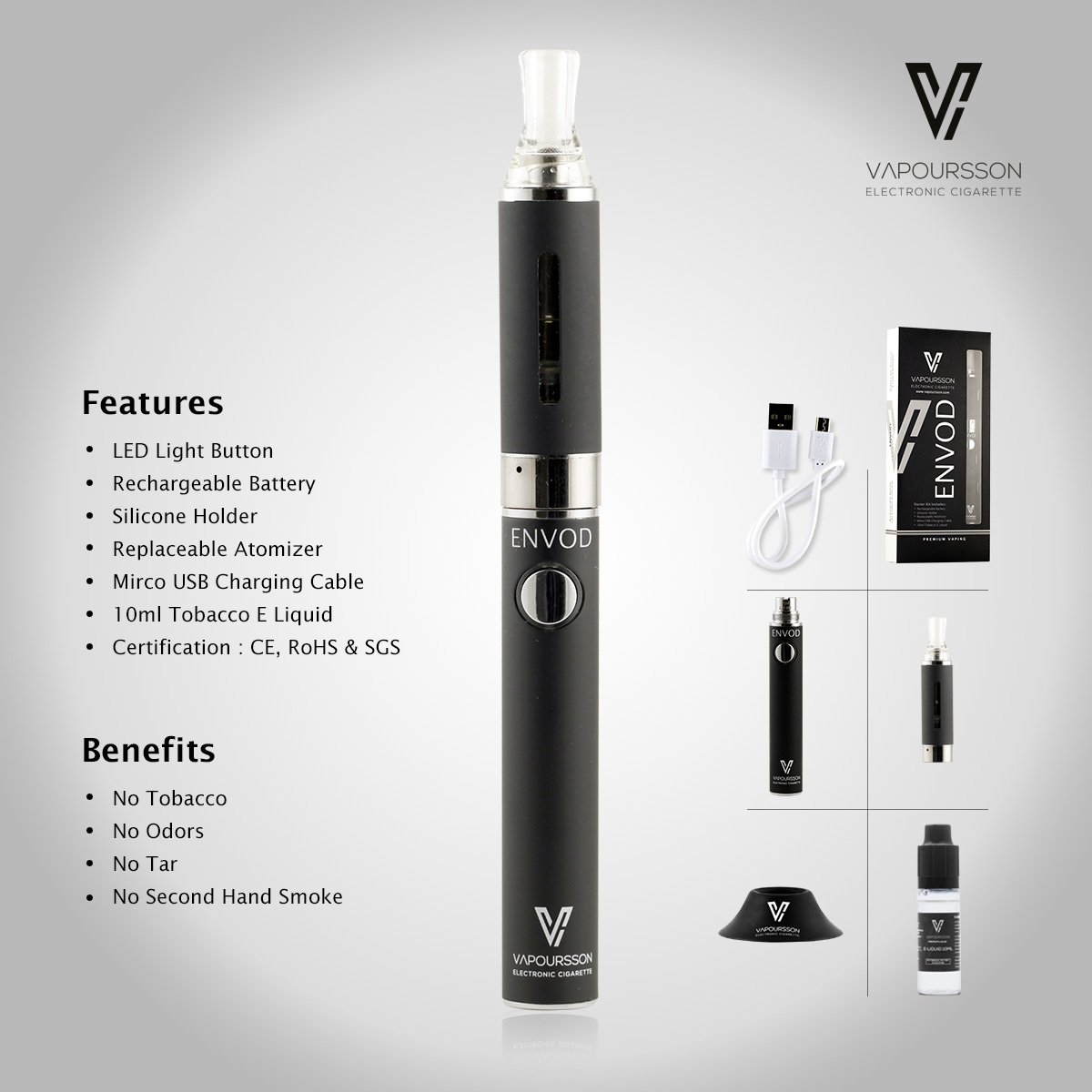Vapoursson Envod Starter Kit LongLasting Sleek Vape Pen Refillable