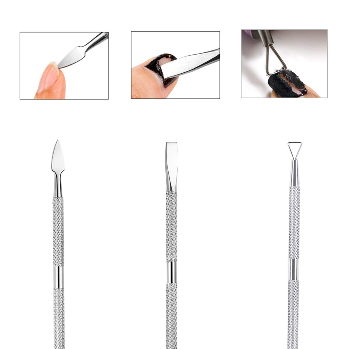 6 PCS Cuticle Pusher and Cutter Set, Dead Skin Nail Cleaner Tools, Professional Stainless Steel Cuticle Remover Kit, Cutter and Trimmer Manicure and Pedicure Tools for Fingernail and Toenails: Beauty