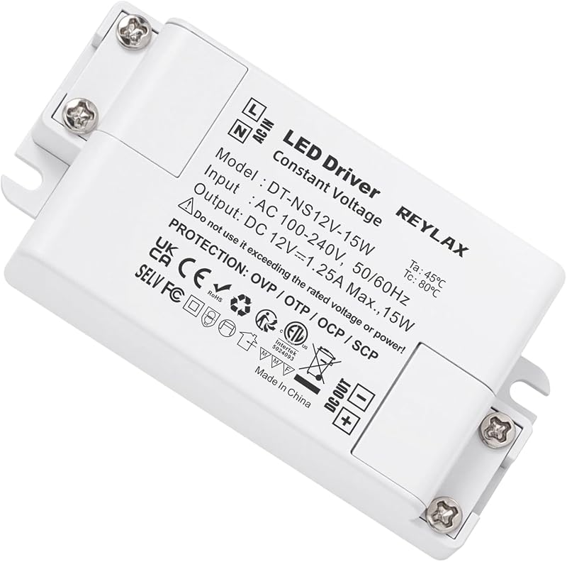 REYLAX 12V LED Driver 15W 1.25A Constant Voltage Power Supply 240V AC