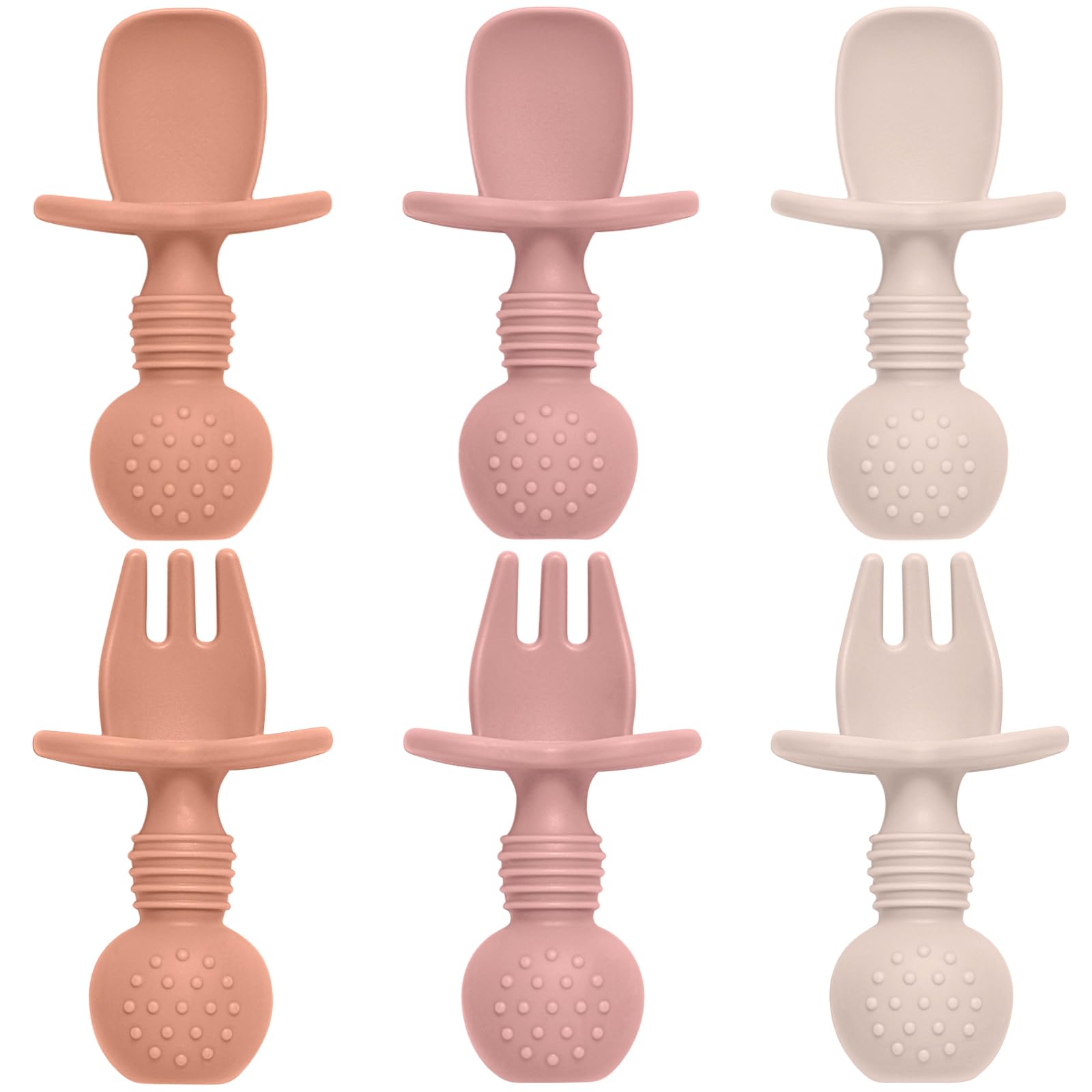 Photo 1 of **3 PIECES**Eascrozn Baby Spoons and Forks Set, Silicone Baby Spoons Self Feeding 6 Months for Toddler Utensils,BPA Free, Baby Led Weaning Supplies Feeding Essentials,Dishwasher and Boil Safe