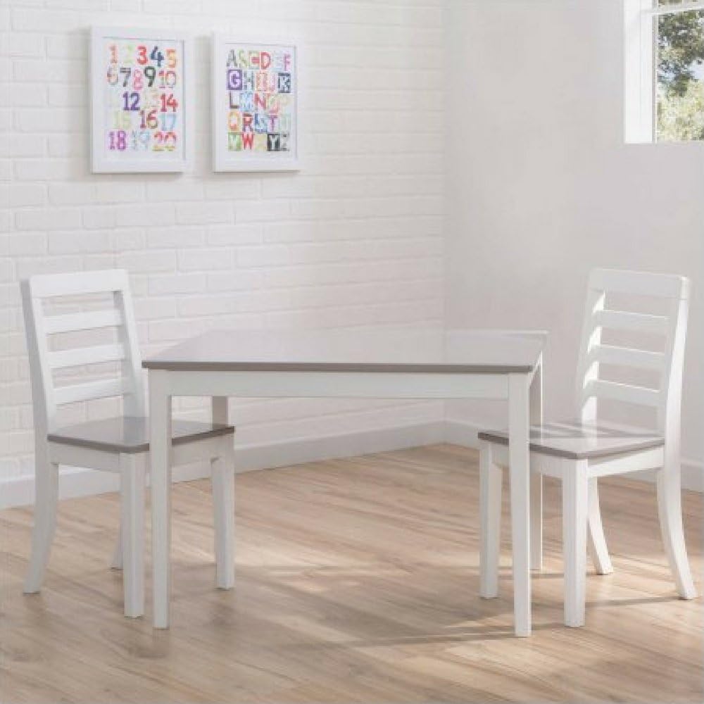 Delta Children Gateway Table and 2 Chairs Set (White & Grey) (White & Grey)