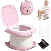 Yszawmx Portable Potty for Toddlers, Foldable Travel Potty(Pink) | Potty Training, Non-Slip, Quick Fold, Supports 110 lbs, Easy Clean, Indoor/Outdoor Kids Toilet Seat, Camping