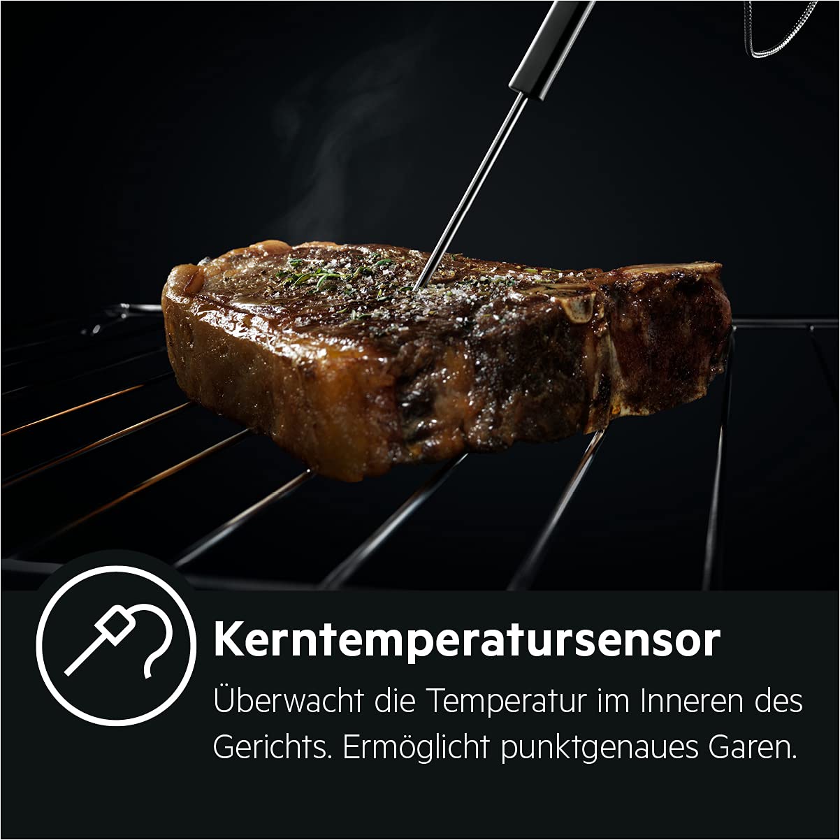 AEG Einbau-Backofen, Pyrolyse Selbstreinigung, Serie 7000 mit Dampfunterstützung: außen knusprig & innen saftig, Kerntemperatursensor, 45 Automatikprogramme, LED-Touchdisplay, Schwarz, BSS57606BM 4