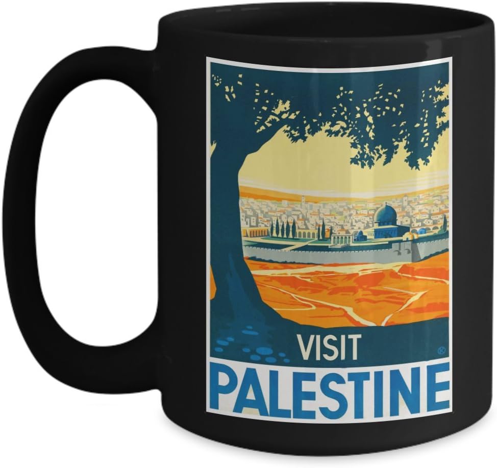 Visit Palestine - Vintage Travel Poster Design - 15 Oz Black Coffee Mug