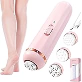 Wireless Electric Foot File - Callus Remover Tool for Feet, Rechargeable Pedicure Tool with 3 Replaceable Grinding Heads, Professional Adjustable Speed Foot Files for Dead Skin, Cracked Heels (Pink)