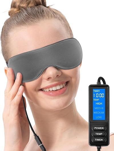Aroma Season Heated Eye Mask Grey with 4 Temp Settings USB Type-C Controller