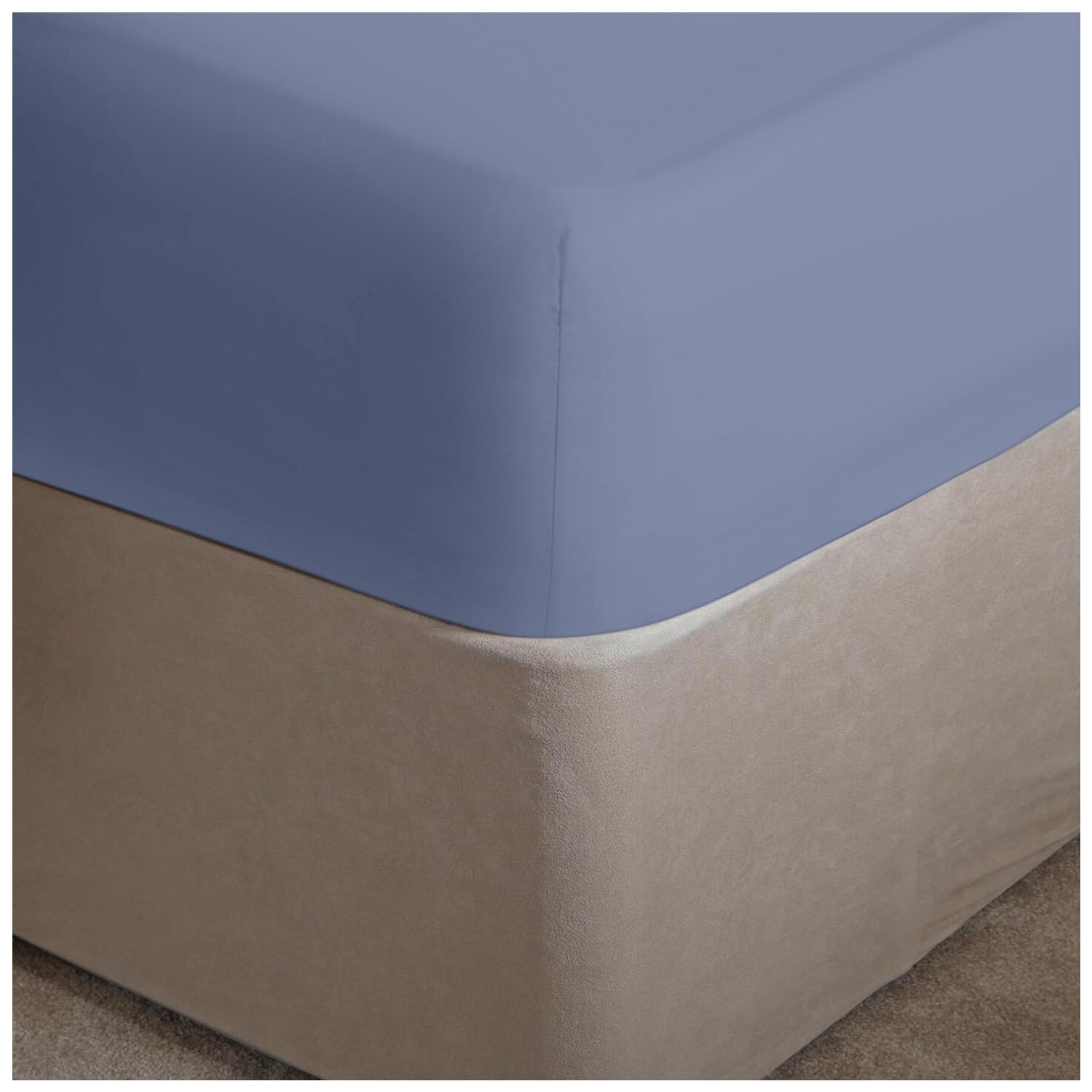 GC GAVENO CAVAILIA Easy Care Percale Extra Deep Fitted, Luxury Soft & Cosy Non Iron Thick Polycotton Bed Sheets, Blue, Super King