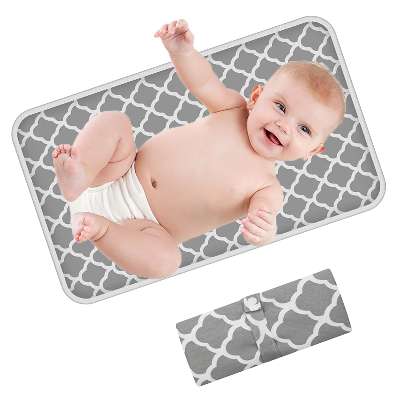 KAMHBE Portable Changing Mat Baby Foldable Travel Changing Mat Waterproof Infant Urinal Pad 60cm x 35cm for Travel Home Outside - KAMHBE (Grey)