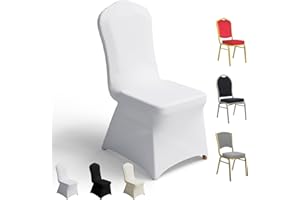 Zdada 100 PCS Banquet Chair Covers for Wedding Universal Polyester Spandex Chair Cover Stretch Slipcovers for Party Dining Flat-Front Chair (White)