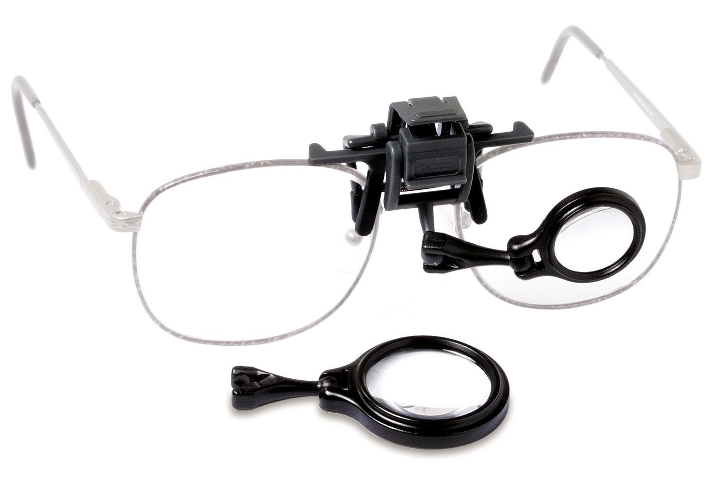 Carson OL-57 OcuLens Hands-Free Clip-On 5x and 8x Eyeglass Magnifier Set, Grey