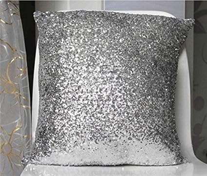 Amazon Com Shinybeauty Pillow Cover 24x24 Inch Silver Sparkly