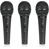 Behringer Ultravoice XM1800S Dynamic Cardioid Vocal and Instrument Microphones, Set of 3,Black