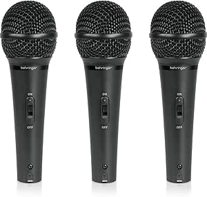 Behringer Ultravoice XM1800S Dynamic Cardioid Vocal and Instrument Microphones, Set of 3,Black