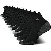 Calvin Klein Mens Quarter Socks - 12 Pack Soft Cushioned Athletic Performance Quarter Cut Ankle Socks for Men