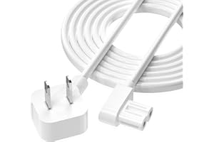 AGVEE 5ft TV Power Cord, 90 Degree Angled L-Shaped UL Listed 2-Prong AC Power Cable IEC C7 C8 Compatible with Samsung LG Sony