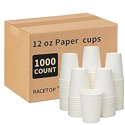 RACETOP 1000 pack 12 oz Disposable Coffee Cups, Hot