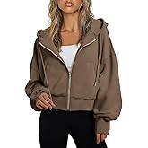 Trendy Queen Hoodies for Women Full Zip Up Cropped Sweatshirts Jackets Casual Comfy Gym Tops Fall Outfits Winter Clothes 2026