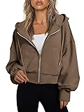 Trendy Queen Hoodies for Women Full Zip Up Cropped