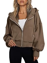 Trendy Queen Hoodies for Women Full Zip Up Cropped