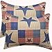 Jessy Home Plaid Patchwork Standard Quilted Pillow Shams Set of 2 Red Blue Star Square Pillow Covers 20 X 26-Inch Queen/Full Size 100% Brushed Microfiber