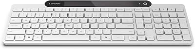 800 Teclado Bluetooth con Autocarga, se Recarga con la luz Ambiental, conexión para hasta 3 Dispositivos, Teclas silenciosas y plástico Reciclado – Blanca