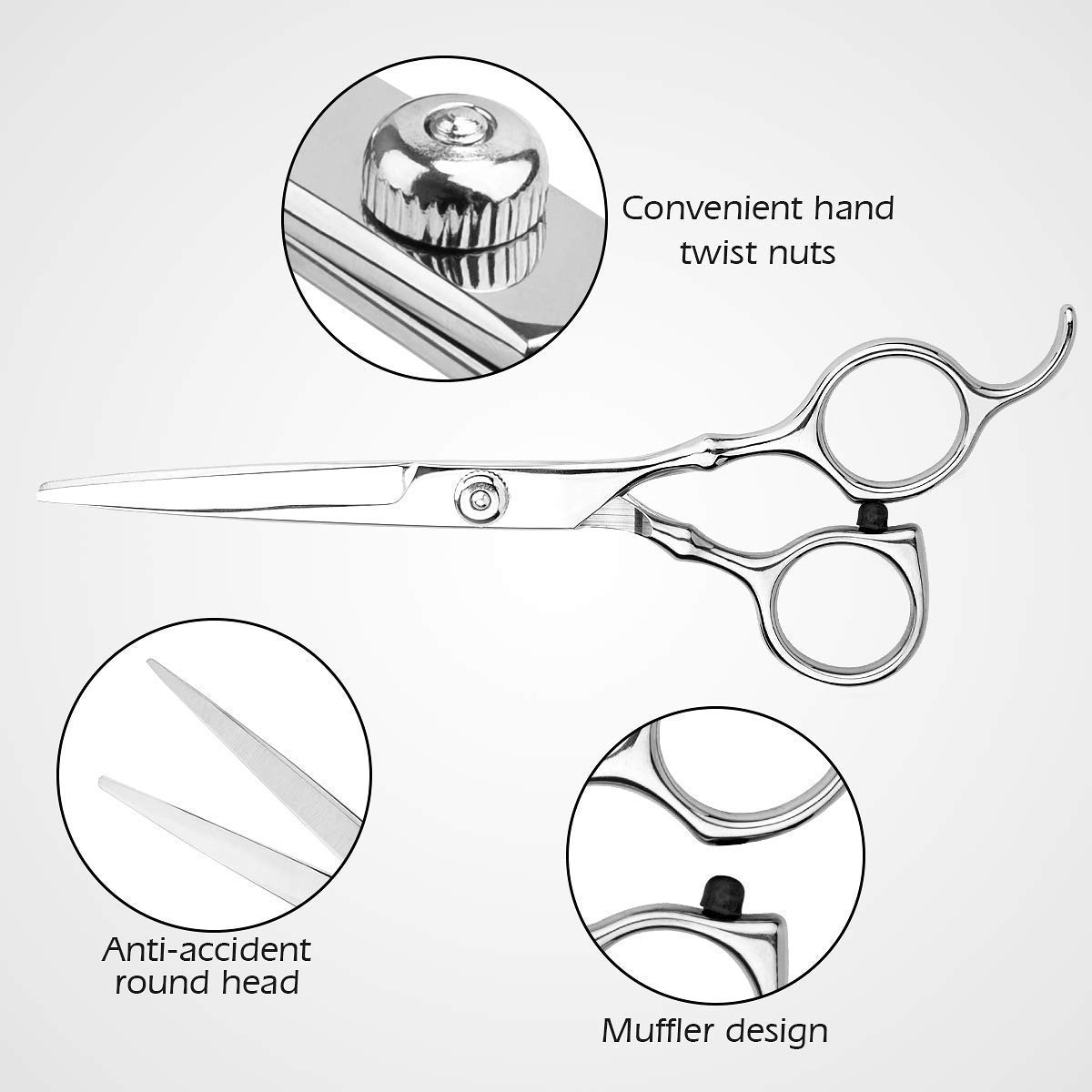 Professional Hair Cutting Scissors Set,Barber Hair Scissors, Thinning Scissor, Hairdressing Shears, Hair Comb, Leather Scissors Case, Stainless Steel Hair Cutting Shears Kit For Men, Women, kids-7 PCS: Home Improvement