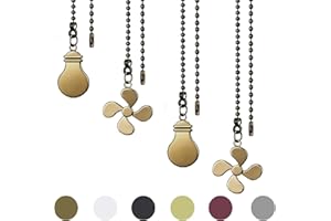 SUR-CIEL 4PCS Ceiling Fan Pull Chain, Fan Pull Chain Extension, Fan Cord Extension Chain, Ceiling Fan Pulls, Pull Chains for Ceiling Fans and Lights, Brass