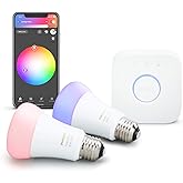 Philips Hue 2-Pack Premium Smart Light Starter Kit, 16 million colors, for most lamps & overhead lights, Works with Alexa, Ap
