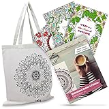 3DIY Emma Mandala & Motivational Quotes Coloring Book For Adults, Have Fun And Get Creative, Good For Stress Relief, Comes As A Set With A Beautiful Reusable Eco Friendly Matching Cotton Tote Bag
