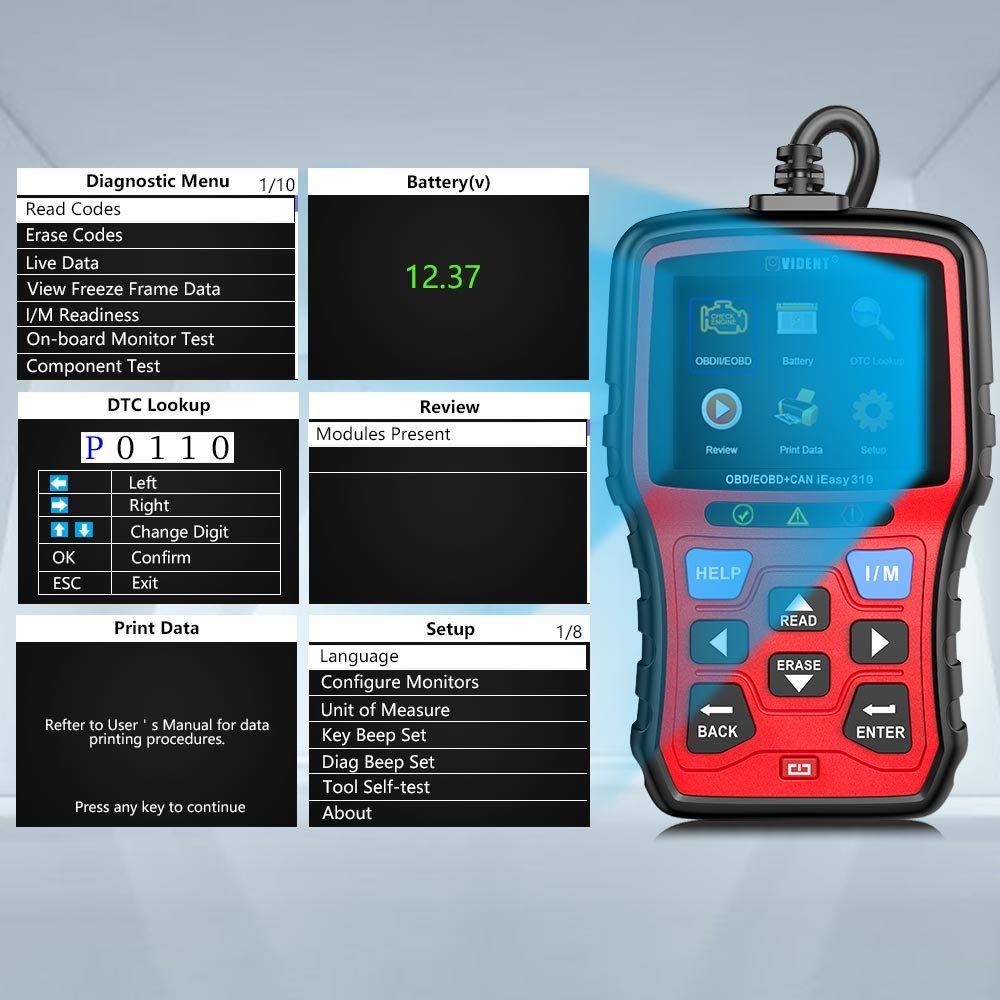 VIDENT iEasy310 Enhanced OBD2 Scanner Professional OBDII Code Reader Engine Fault Scan Tool